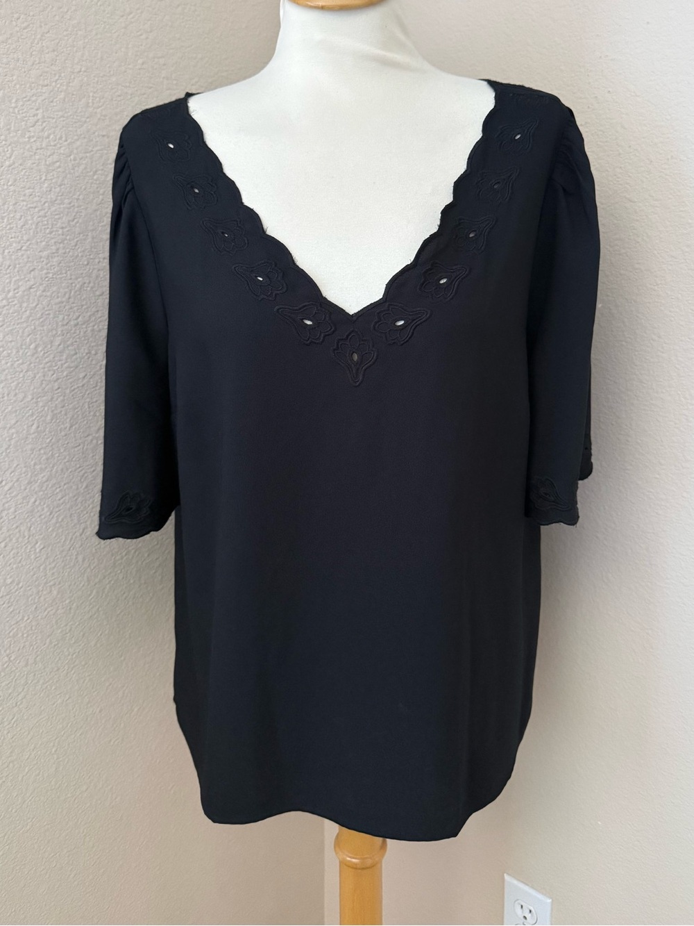 Ann Taylor V-Neck Blouse w/ Cutout Detail